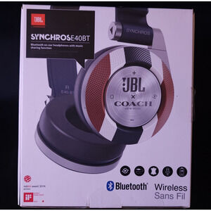 Rare Coach New York JBL Synchros E40BT Bluetooth Wireless Ear Headphones Black
